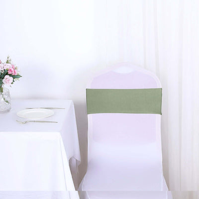 5 Pack Stretch Spandex Chair Sashes 5"x12" Dusty Sage Green - Two Ply Heavy Duty Fitted Chair Bands