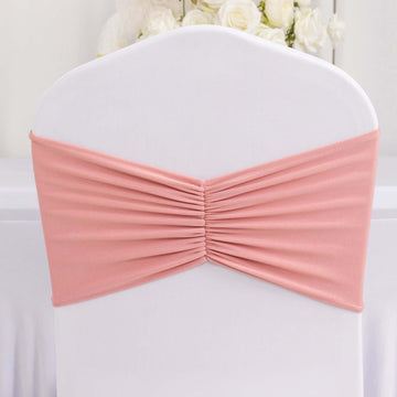 <span style="background-color:transparent;color:#111111;">Unmatched Elegance With Dusty Rose Ruffled Spandex Chair Sash Bands</span>