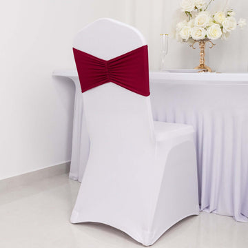 <span style="background-color:transparent;color:#000000;">Versatile Burgundy Ruffled Fitted Chair Sash Bands</span>