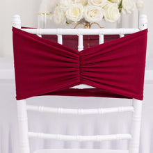 5 Pack Burgundy Wide Ruffled Spandex Chair Sash Band