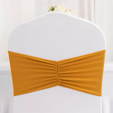 5 Pack Gold Wide Ruffled Spandex Chair Sash Band 