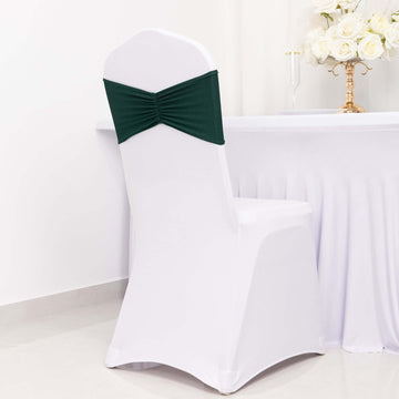 <span style="background-color:transparent;color:#000000;">Versatile Hunter Emerald Green Ruffled Fitted Chair Sash Bands</span>