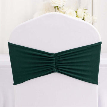 <span style="background-color:transparent;color:#000000;">Unmatched Elegance With Hunter Emerald Green Ruffled Spandex Chair Sash Bands</span>