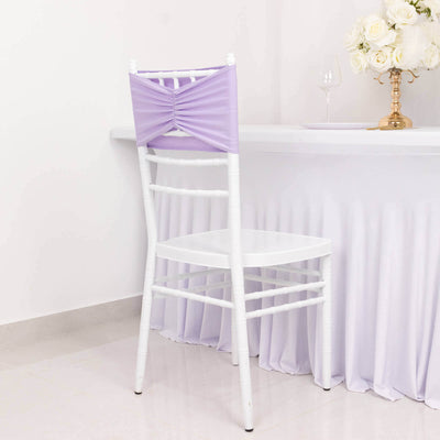 5 Pack Spandex Chair Sashes 8"x13" Lavender Lilac Ruffled Style - Wide Wrinkle-Free Stretch Chair Bands