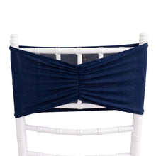 5 Pack Navy Blue Wide Ruffled Spandex Chair Sash Band