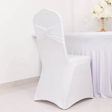 5 Pack White Wide Ruffled Spandex Chair Sash Band 