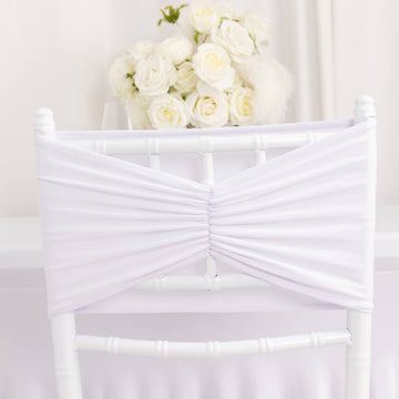 <h3 style="margin-left:0px;"><strong>Versatile Wide White Ruffled Fitted Chair Sashes</strong>