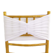 5 Pack White Wide Ruffled Spandex Chair Sash Band 