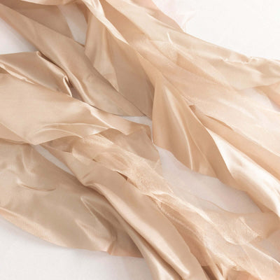 5 Pack Chiffon Satin Chair Sashes Nude Curly Willow Style - Easy to Use Flowy Chair Bows
