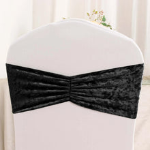 5 Pack Black Premium Crushed Velvet Ruffle Chair Sashes, Decorative Wedding Chair Bands