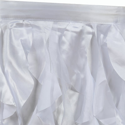 Taffeta Table Skirt 14ft White - Curly Willow Design for Stylish & Versatile Event Table Cover