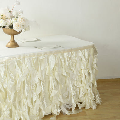 Taffeta Table Skirt 17ft Ivory - Curly Willow Table Cover