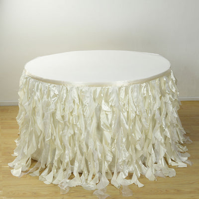 Taffeta Table Skirt 17ft Ivory - Curly Willow Table Cover