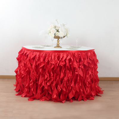 Taffeta Table Skirt 17ft Red - Curly Willow Table Cover