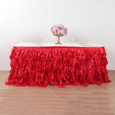 Taffeta Table Skirt 17ft Red - Curly Willow Table Cover