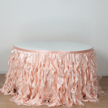 Blush Curly Willow Taffeta Table Skirt 14ft