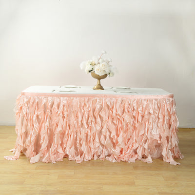 Taffeta Table Skirt 17ft Blush - Curly Willow Table Cover
