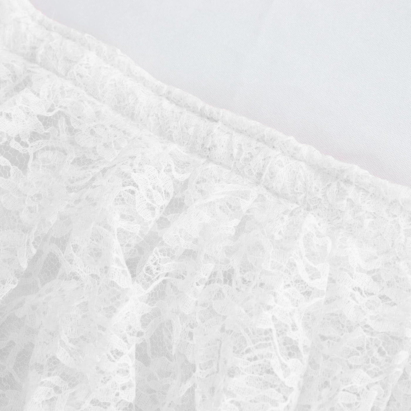 14ft White Premium Pleated Lace Table Skirt | eFavormart.com