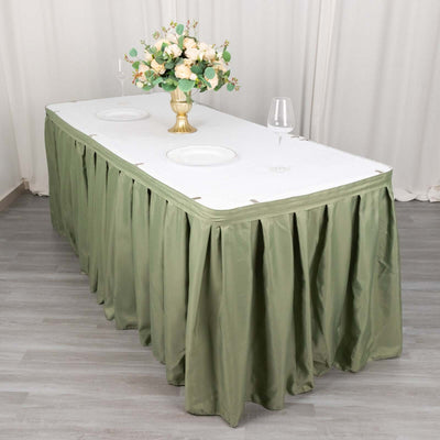 Polyester Table Skirt 21ft Dusty Sage Green - Stylish Pleated Table Cover