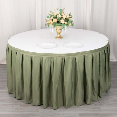 Polyester Table Skirt 21ft Dusty Sage Green - Stylish Pleated Table Cover