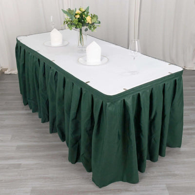 Polyester Table Skirt 21ft Hunter Emerald Green - Stylish Pleated Table Cover