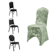 Sage Green Crushed Velvet Spandex Stretch Banquet Chair Cover With Foot Pockets