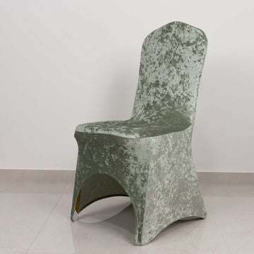 <strong>Sage Green Crushed Velvet Spandex Stretch Banquet Chair Cover</strong>