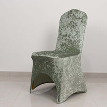 Sage Green Crushed Velvet Spandex Stretch Banquet Chair Cover With Foot Pockets