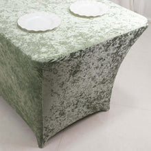 Sage Green Crushed Velvet Stretch Fitted Rectangular Table Cover - 6ft