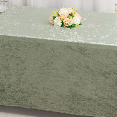 Crushed Velvet Stretch Rectangular Table Cover 6ft Sage Green - Wrinkle-Free Tablecloth