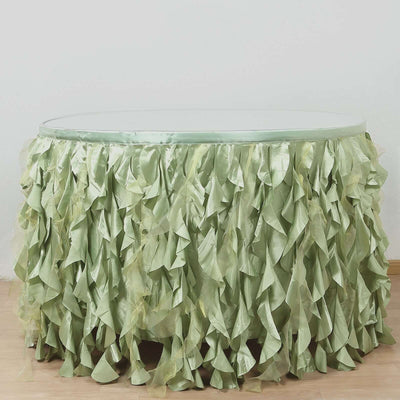 Taffeta Table Skirt 14ft Sage Green - Curly Willow Table Cover