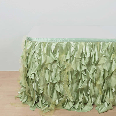 Taffeta Table Skirt 14ft Sage Green - Curly Willow Table Cover