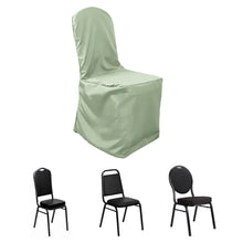 Sage Green Polyester Banquet Chair Cover, Reusable Stain Resistant Slip On Chair Cover