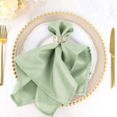 5 Pack Polyester Napkins 20"x20" Sage Green - Durable & Wrinkle Resistant Dinner Napkins