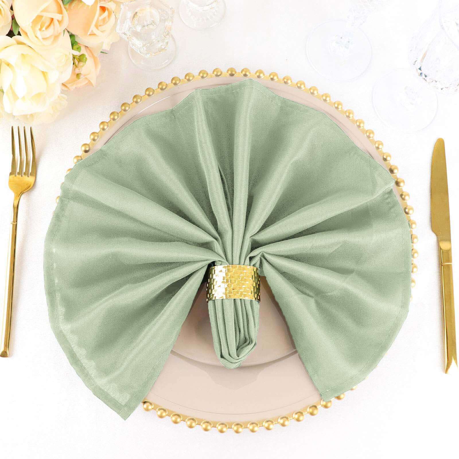 Sage Green Polyester Dinner Napkins 5-Pack | eFavormart.com