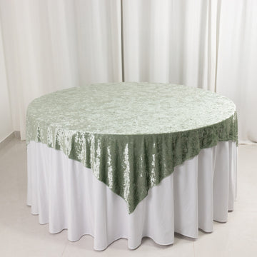 Add A Luxurious Touch With Sage Green Velvet Table Overlay