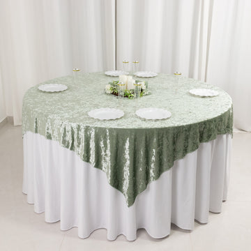 Premium Sage Green Velvet Tablecloth Topper For All Events