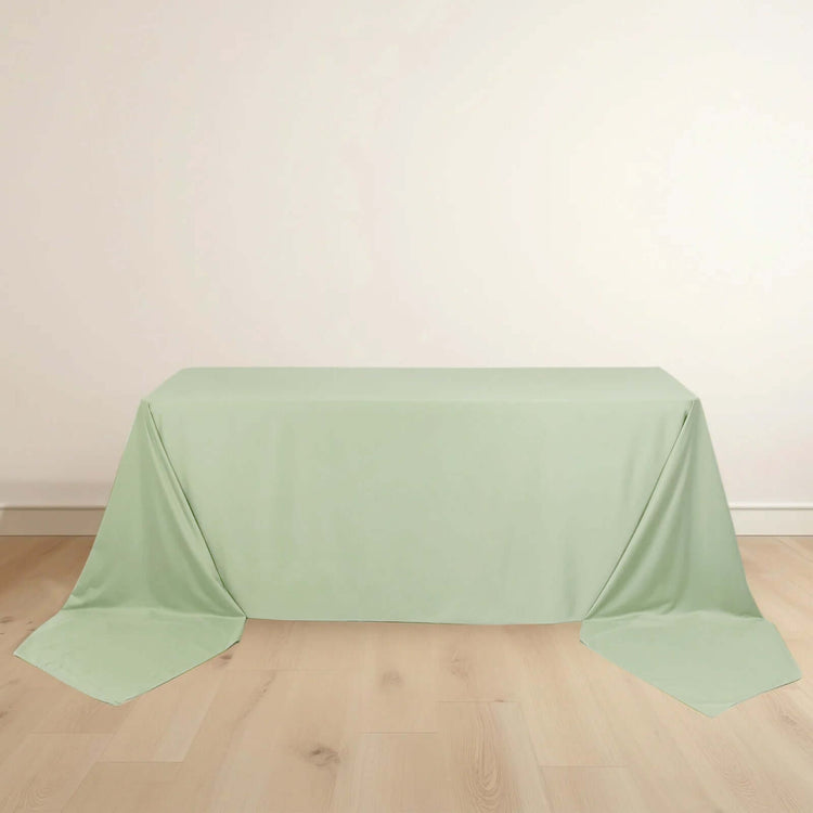 Sage Green Premium Scuba Rectangular Tablecloth, Wrinkle Free Polyester Seamless Tablecloth