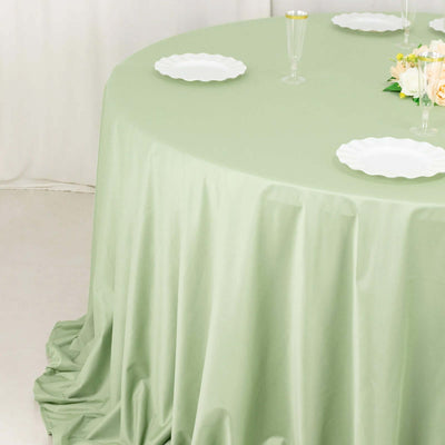 Scuba Round Tablecloth 132" Sage Green - Seamless & Wrinkle Free Table Cover