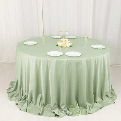 Scuba Round Tablecloth 132" Sage Green - Seamless & Wrinkle Free Table Cover