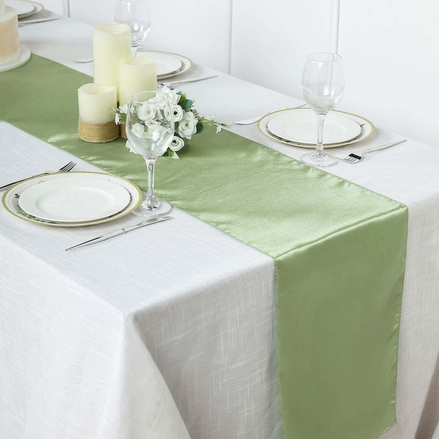 Sage Green Satin Table Runner 12