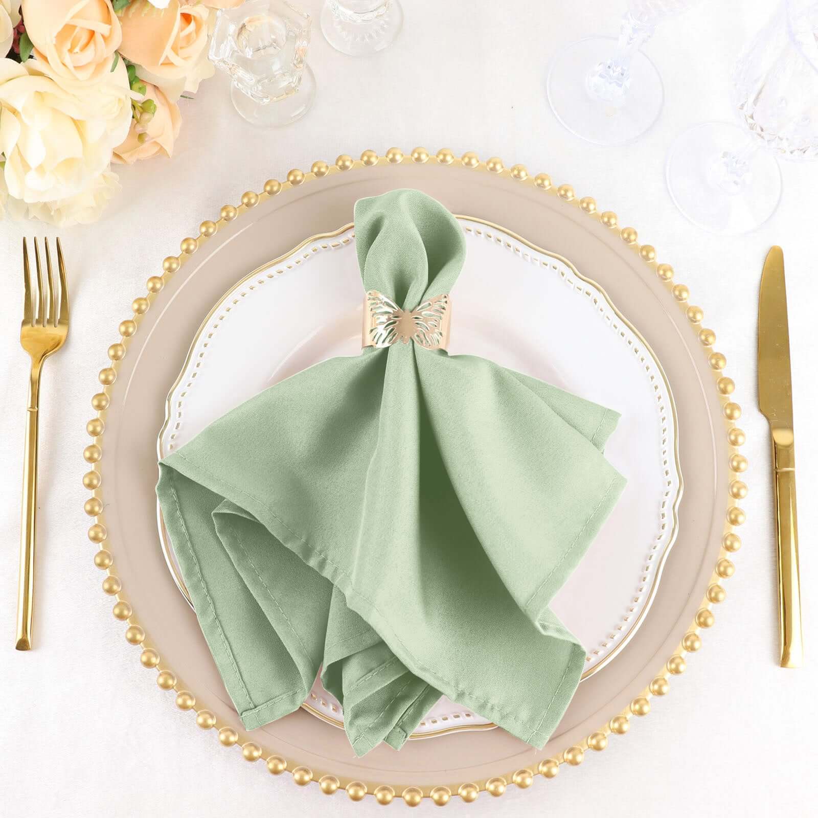 5 Pack Sage Green Cloth Dinner Napkins 17