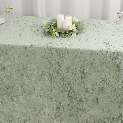 Premium Crushed Velvet Rectangle Tablecloth 90"x156" Sage Green - Seamless Soft & Reusable Table Cover