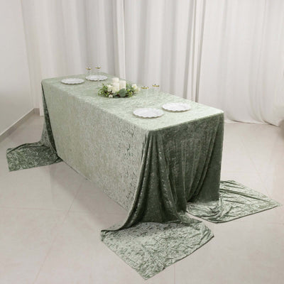 Premium Crushed Velvet Rectangle Tablecloth 90"x156" Sage Green - Seamless Soft & Reusable Table Cover