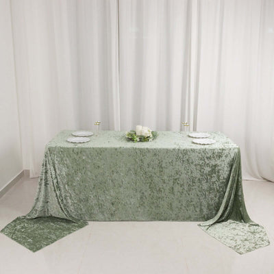 Premium Crushed Velvet Rectangle Tablecloth 90"x156" Sage Green - Seamless Soft & Reusable Table Cover