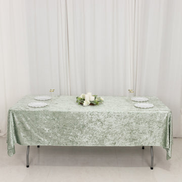Perfect Occasions for Sage Green Crushed Velvet Tablecloth