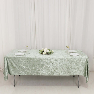 Premium Crushed Velvet Rectangle Tablecloth 60"x102" Sage Green - Soft Textured Feel Reusable Table Cover