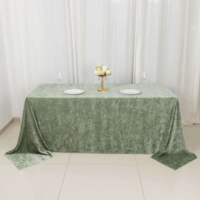 Premium Crushed Velvet Rectangle Tablecloth 90"x132" Sage Green - Seamless Soft & Reusable Table Cover