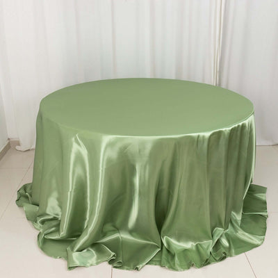 Satin Round Tablecloth 132" Sage Green - Seamless Table Cover