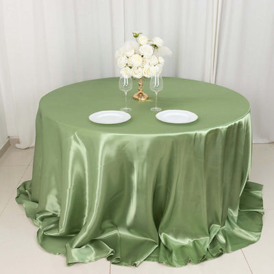 Satin Round Tablecloth 132" Sage Green - Seamless Table Cover